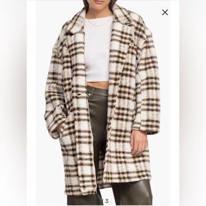 NWT BLANKNYC Plaid Lightweight Teddy Coat